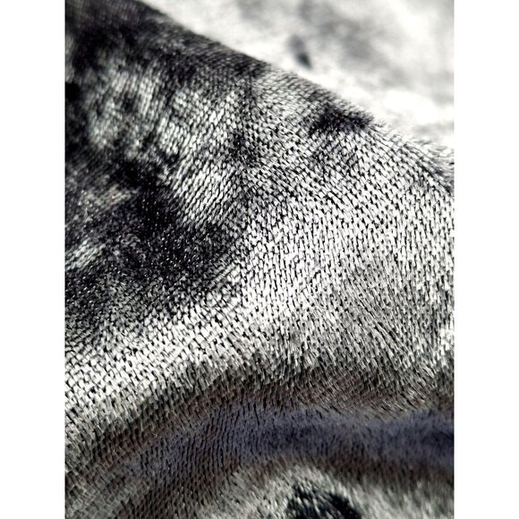 Vintage 90s Y2K One-Shoulder Gray Crushed Velvet Dress With Side Zipper Closure - Picture 9 of 9